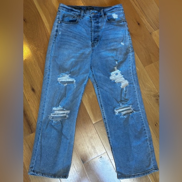 Wild Fable High-Rise Straight Jeans Size 10 Medium Wash Distressed - Picture 1 of 6